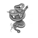 a snake with a sword tattoo design idea