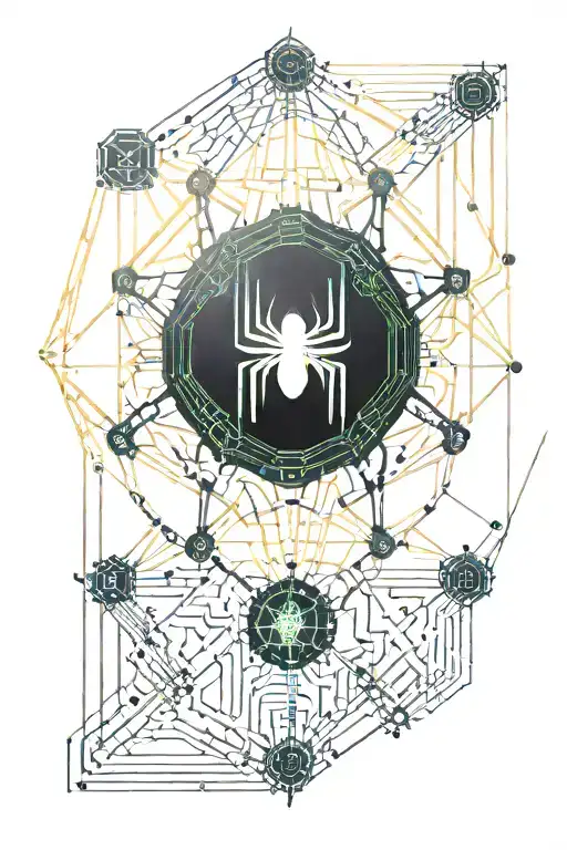 web. with a chip in the center representing a spider tattoo design idea