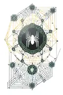 web. with a chip in the center representing a spider tattoo design idea