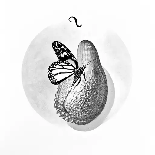 monarch butterfly on a avocado  tattoo design idea