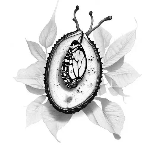 monarch butterfly on a avocado  tattoo design idea