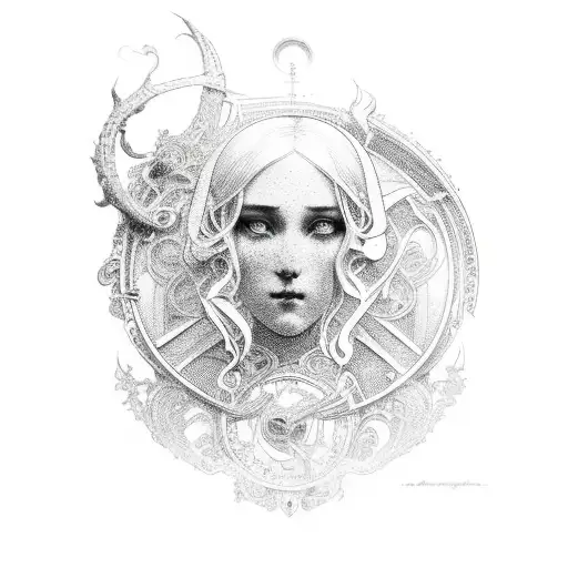 art nouveau cameo tattoo design idea