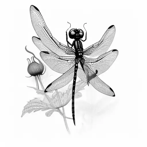 dragonfly poppies art nouveau tattoo design idea