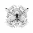 dragonfly poppies art nouveau tattoo design idea