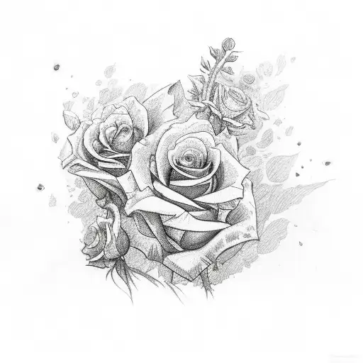 lobo con rosas tattoo design idea