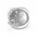 Waxing Crescent 4% illuminated with 23 23 tattoo design idea