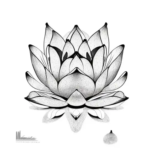 Lotus Flower, black and white tattoo design idea
