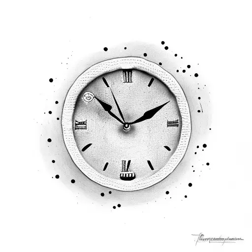 A clock that is melting with the phrase "time waits for no one" tattoo design idea