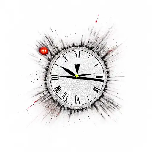 A clock that is melting with the phrase "time waits for no one" tattoo design idea