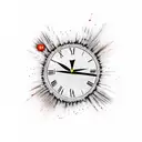 A clock that is melting with the phrase "time waits for no one" tattoo design idea
