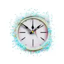 A clock that is melting with the phrase "time waits for no one" tattoo design idea