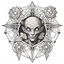 Geometric Grey alien sacred geometry   tattoo design idea