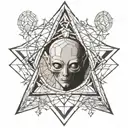 Geometric Grey alien sacred geometry   tattoo design idea