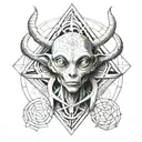 Geometric Grey alien sacred geometry   tattoo design idea