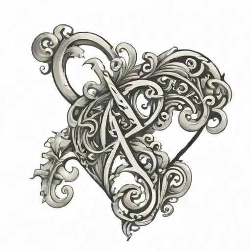 a heart made from the initials CR initials tattoo design idea