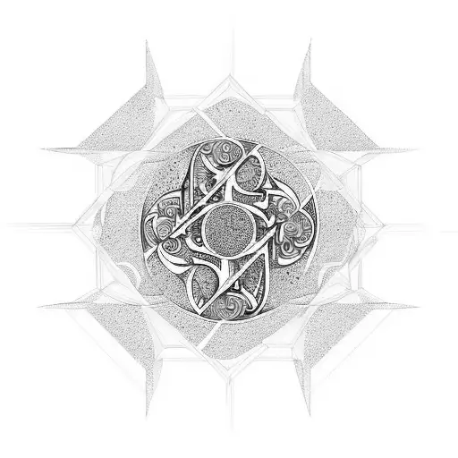 Armenian symbol of eternity in geometry split like the yin and yang tattoo design idea