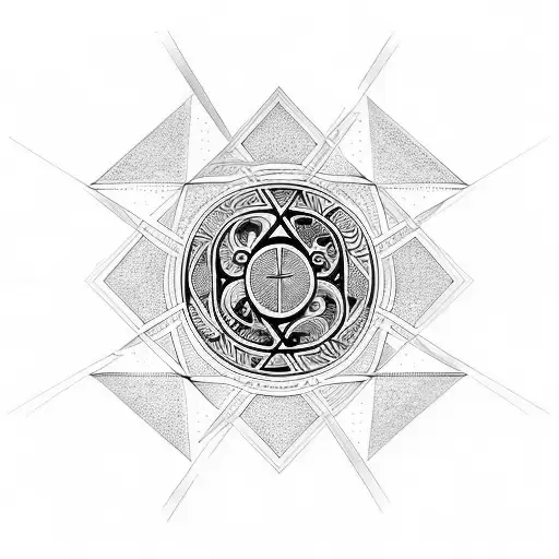 Armenian symbol of eternity in geometry split like the yin and yang tattoo design idea