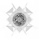 Armenian symbol of eternity in geometry split like the yin and yang tattoo design idea
