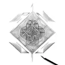 Armenian symbol of eternity in geometry split like the yin and yang tattoo design idea