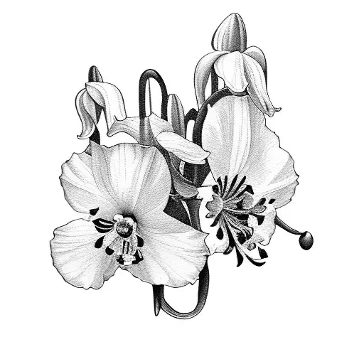 holly, narcissus, aster, gladioli, poppy, Lilly of the valley,Hawthorne ,sweet peas, Daffodil cherry blossom, snowdrops tattoo design idea