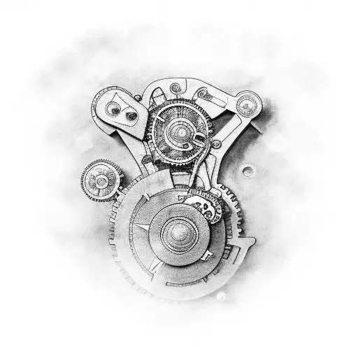 A detailed motorbike engine with gears and pistons tattoo design idea