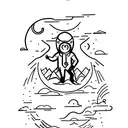 hanged man from moon tattoo design idea