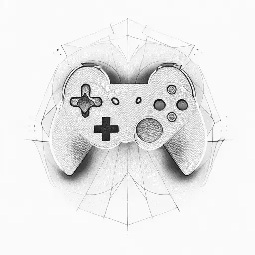 A blackwork tattoo of a computer game controller morphing into a devil's tail tattoo design idea