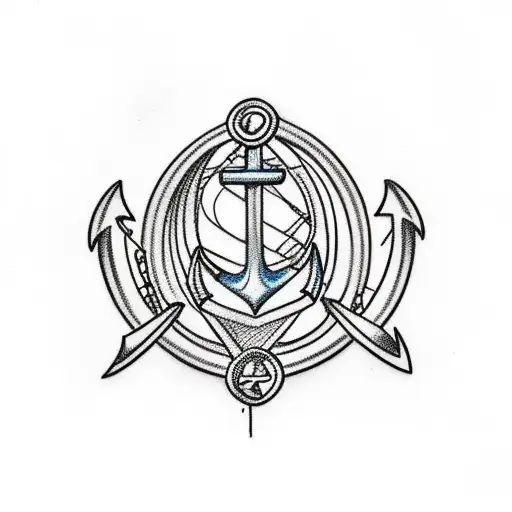 anchor sailor style with minion and DNA tattoo design idea