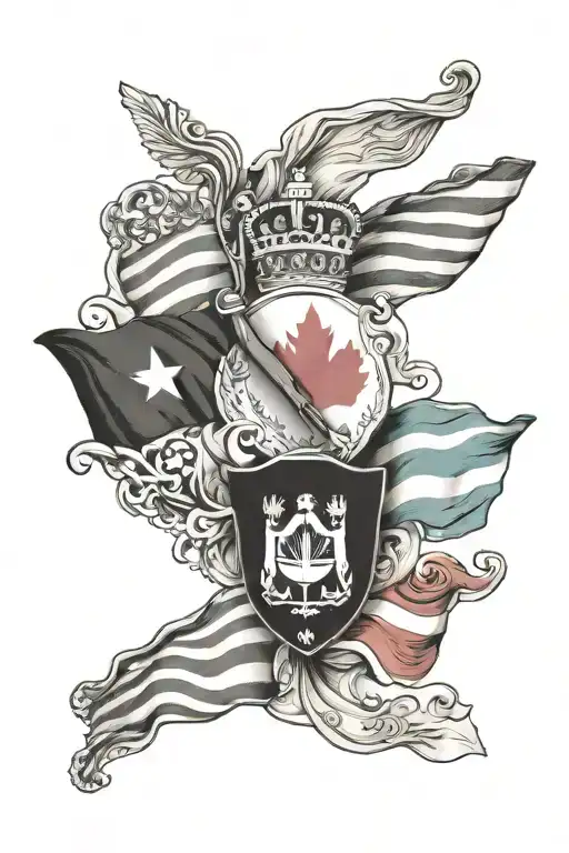 The Argentinian, Guatemalan, Guyanese, and Canadian flags strung together tattoo design idea