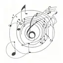 Combine elements of drawing and music in a minimalist tattoo design, showcasing the beauty of both art forms tattoo design idea