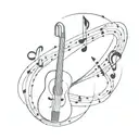 Combine elements of drawing and music in a minimalist tattoo design, showcasing the beauty of both art forms tattoo design idea