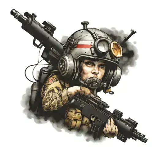 bomb squad girl tattoo design idea