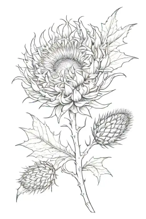 dainty milk thistle fine line tattoo feminine tattoo design idea