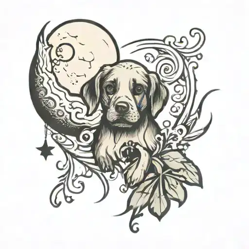 A moon with my dog's paw print tattoo design idea