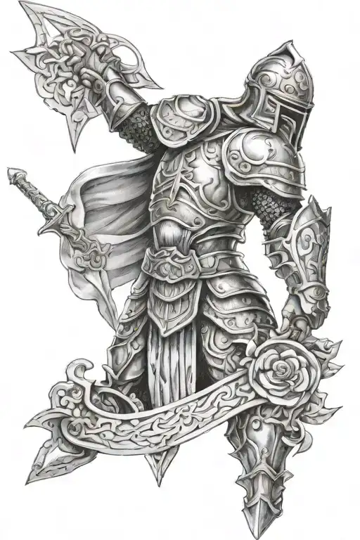 full armor of God combined together tattoo design idea