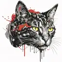 cat with 8 eyes  tattoo design idea