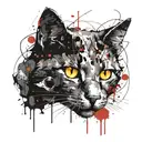 cat with 8 eyes  tattoo design idea