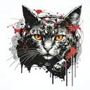 cat with 8 eyes  tattoo design idea