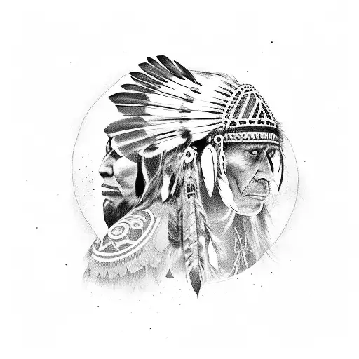 native american with spanish conquistador tattoo design idea
