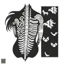 Incorporate Inca symbols into a blackwork tattoo of a spine, representing the importance of spinal health in osteopathy tattoo design idea