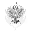 masculine phoenix with time tattoo tattoo design idea