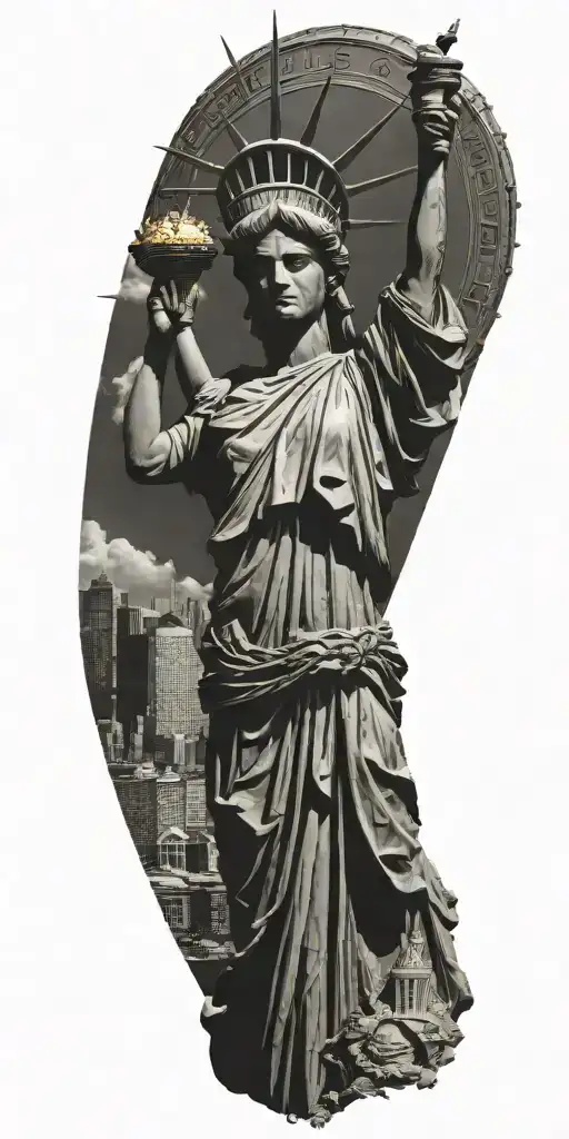 America Statue of Liberty welcome to Las Vegas sign tattoo design idea