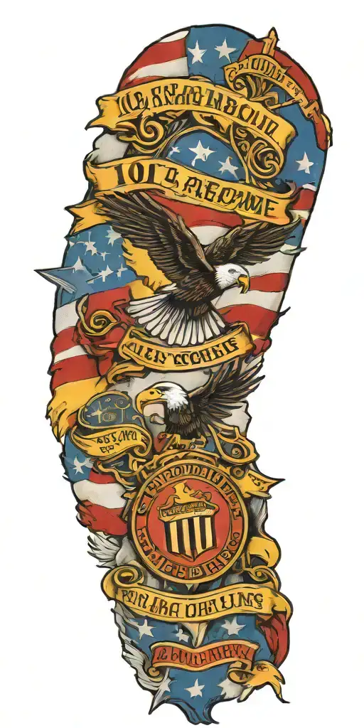 patriotic tattoo depicting the 101st airborne crest and the welcome to Las Vegas sign tattoo design idea