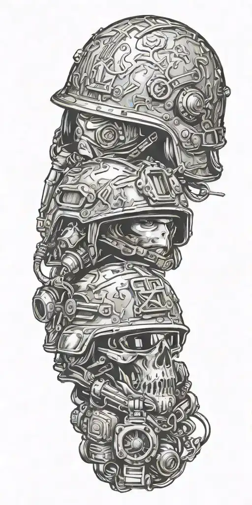 army helmet surrounded tattoo design idea