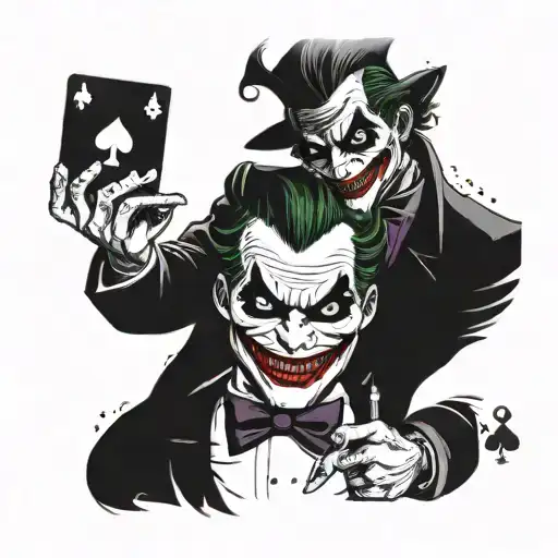 joker from batman holding spade of ace card   tattoo design idea