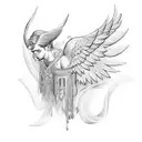 greek god with wings tattoo design idea