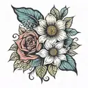 July and October flower tattoo design idea