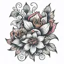 July and October flower tattoo design idea