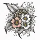 July and October flower tattoo design idea