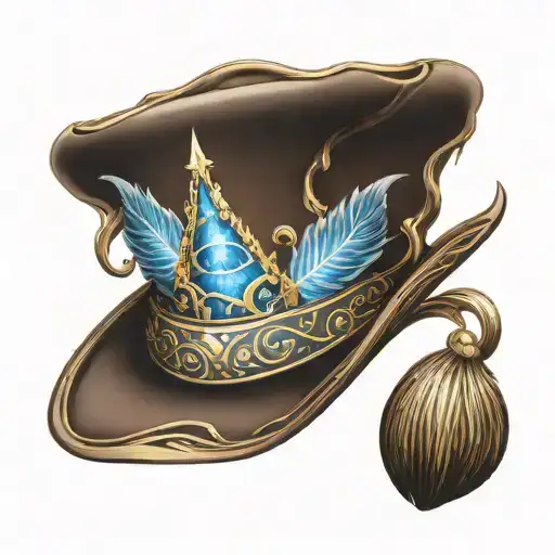 wizard hat brown and gold tattoo design idea